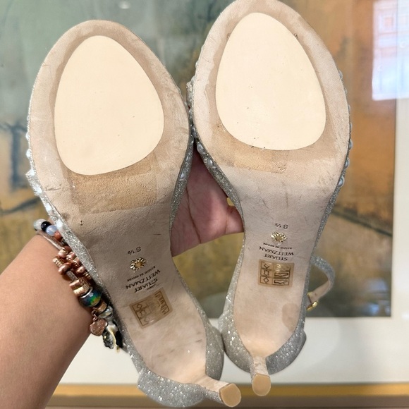 🌹STUART WEITZMAN 🌹Nudistdisco Imitation Pearl Glitter Sandal Size: 8.5 - Picture 11 of 11